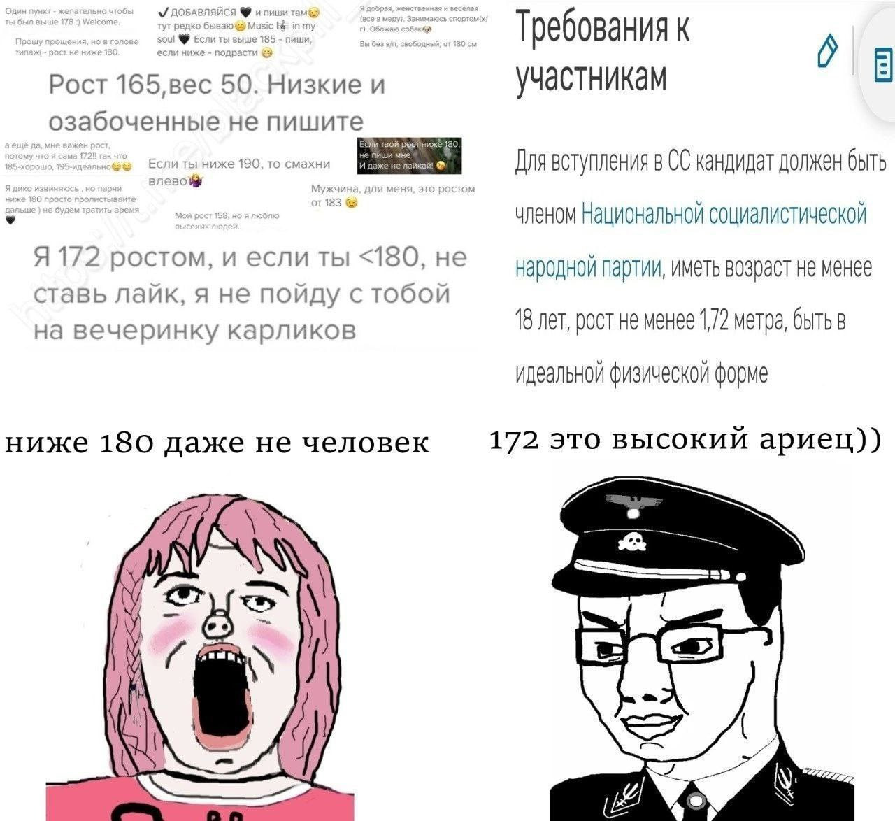 172 это высокий ариец Требования к участникам СС и девушка, которая ищет высокого парня