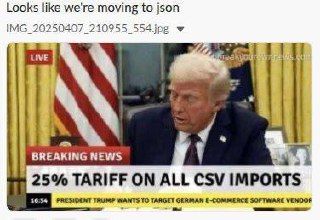 25% пошлина на весь импорт CSV Дональд Трамп объявляет о 25% пошлине на весь импорт CSV в новостях