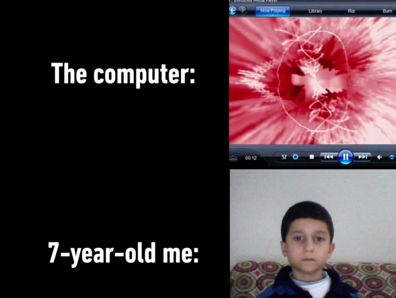 Семилетний я и визуализация Windows Media Player Мем про то, как в детстве включаешь визуализацию в Windows Media Player