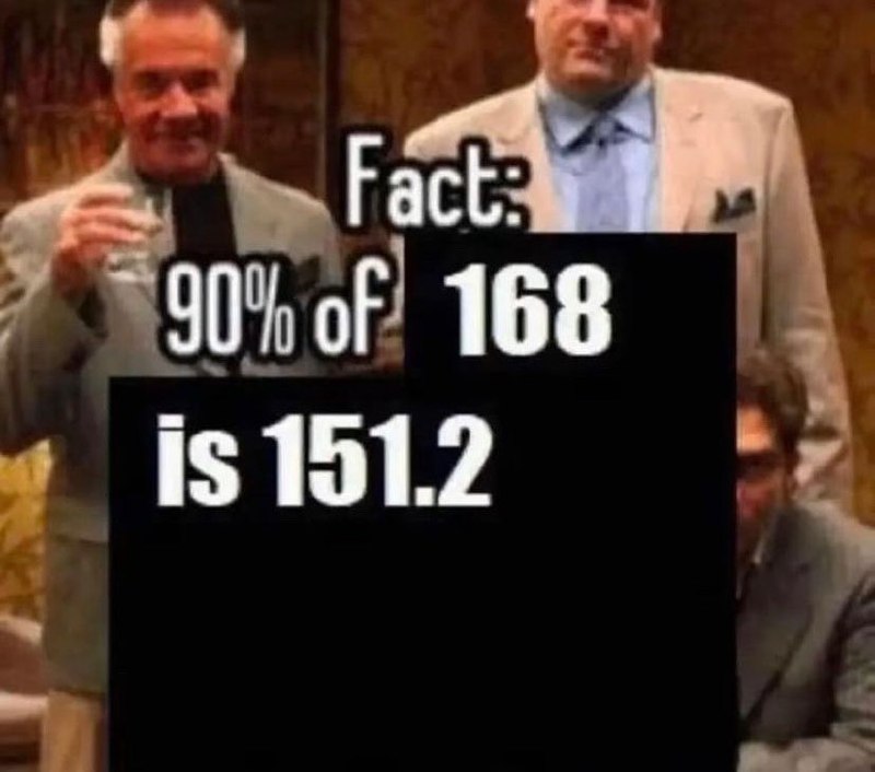 90% от 168 это 151.2 Математический факт: 90% от 168 равно 151.2 на фоне мужчин в костюмах