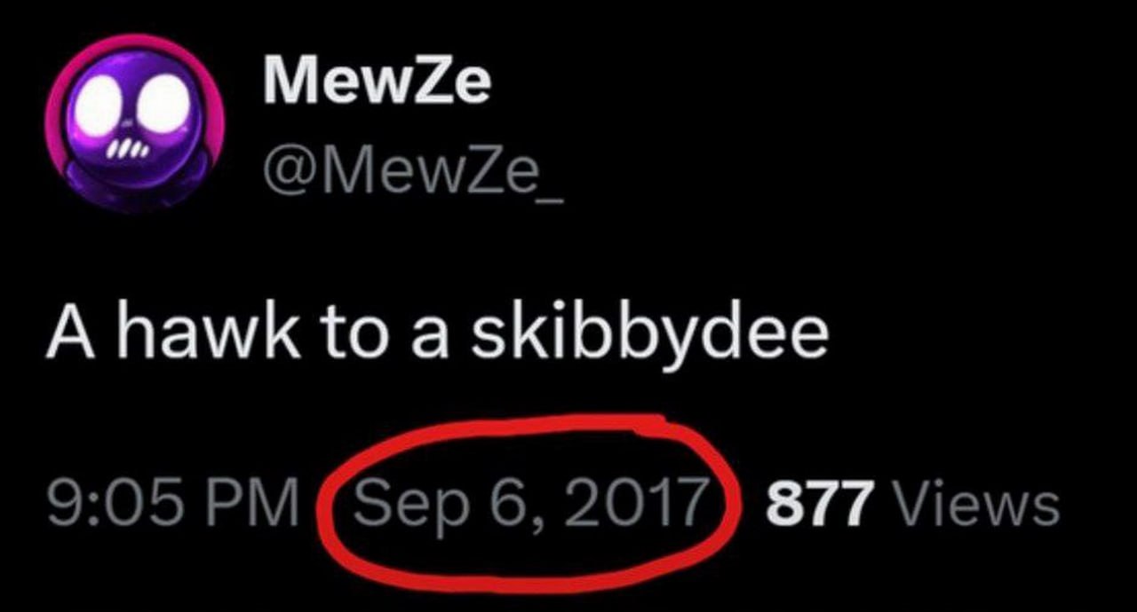 A hawk to a skibbydee Скриншот поста в Twitter «A hawk to a skibbydee» от 6 сентября 2017 года