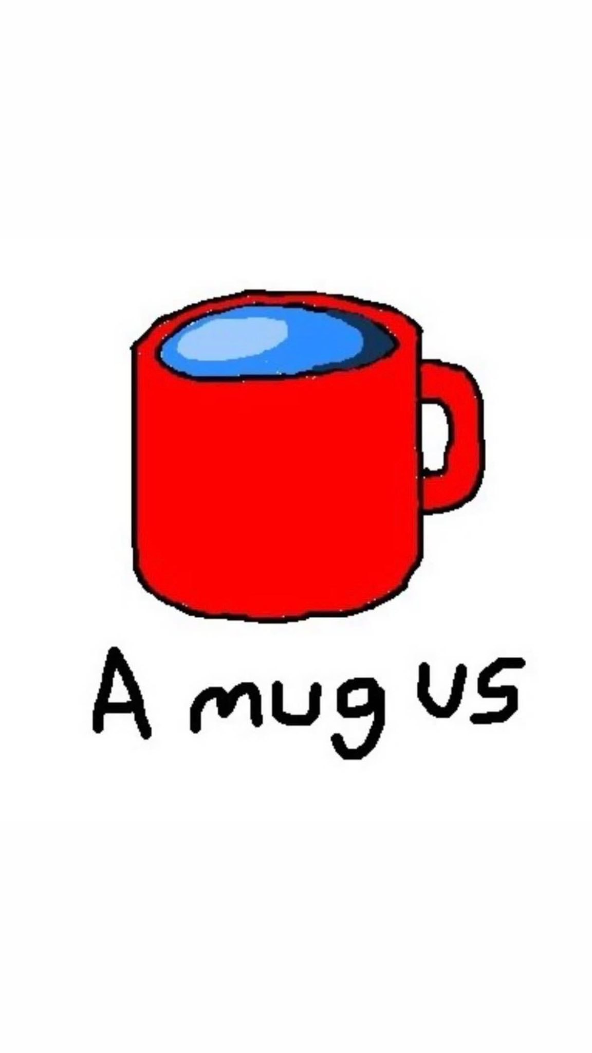 Кружка, похожая на персонажа из Among Us с надписью A mug us