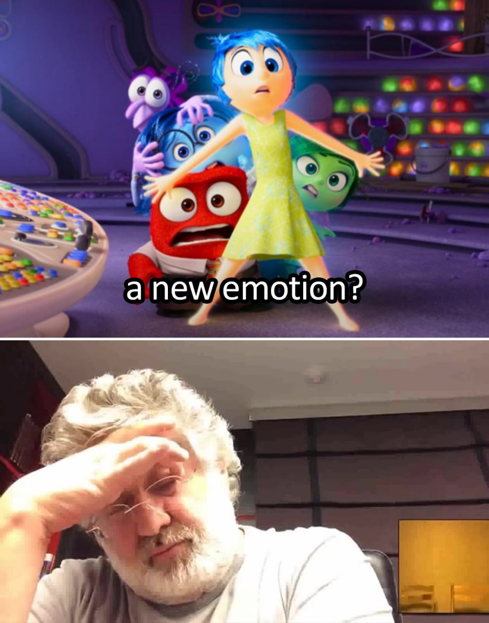 A new emotion? Уставший мужчина Мем «a new emotion?» и уставший мужчина с бородой, подперевший голову рукой