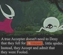 Хоронет и паучок с надписью «A true Accepter doesn't need to Deny»