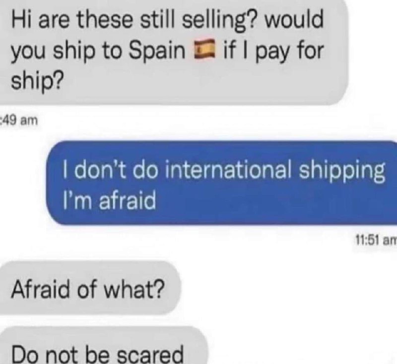 Afraid of what meme Мем про продавца, который "боится" международной доставки