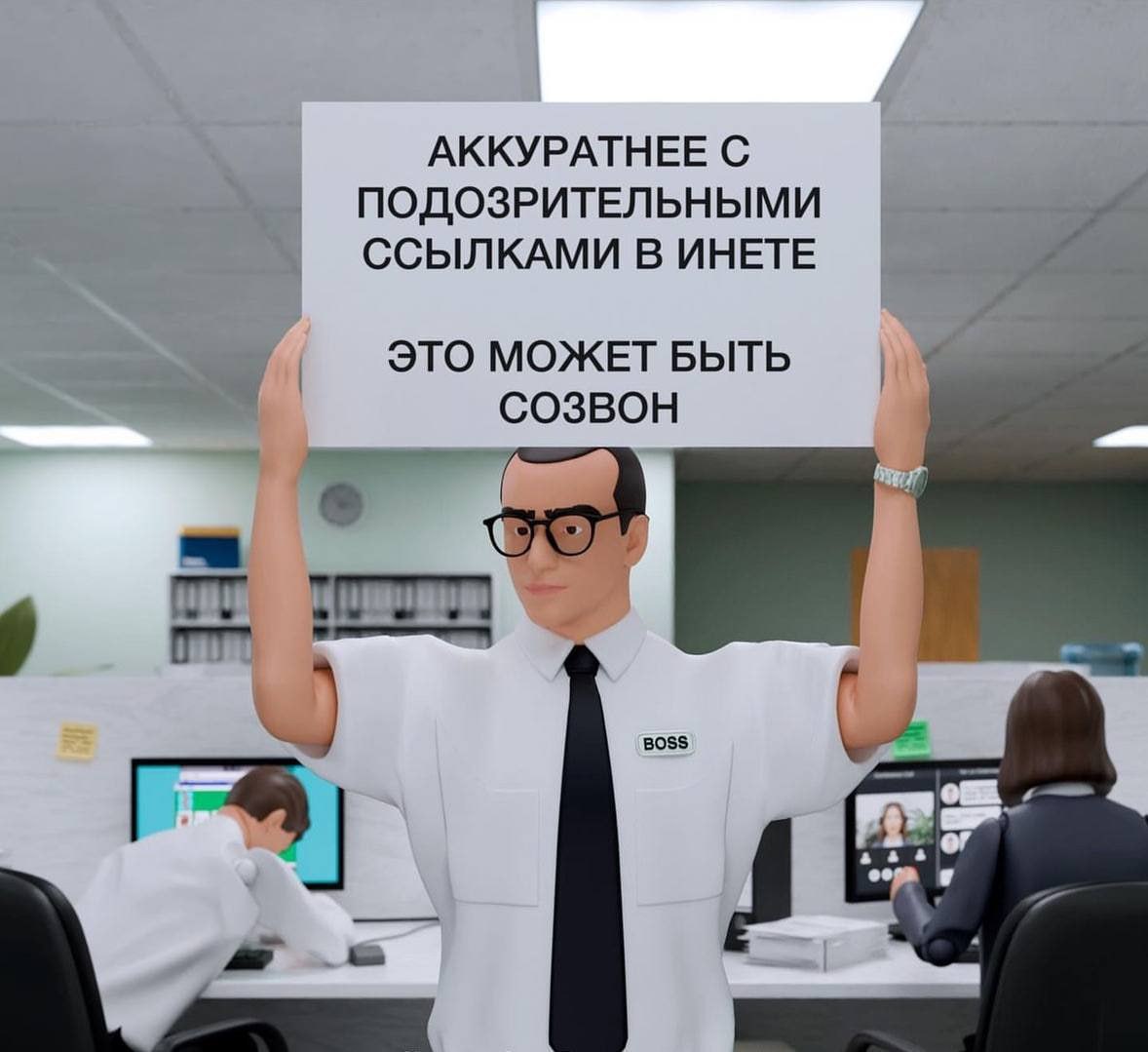 Аккуратнее с подозрительными ссылками в инете это может быть созвон Мем про начальника и созвон