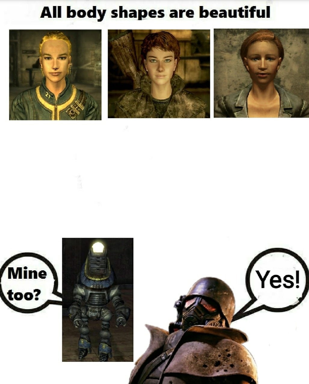 All body shapes are beautiful Робот и солдат из Fallout New Vegas отвечают на вопрос о красоте тела