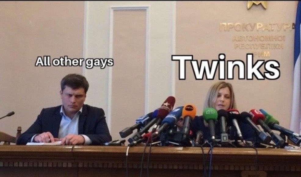 «All other gays» и «Twinks»: мужчина с одним микрофоном и женщина в окружении журналистов на пресс-конференции