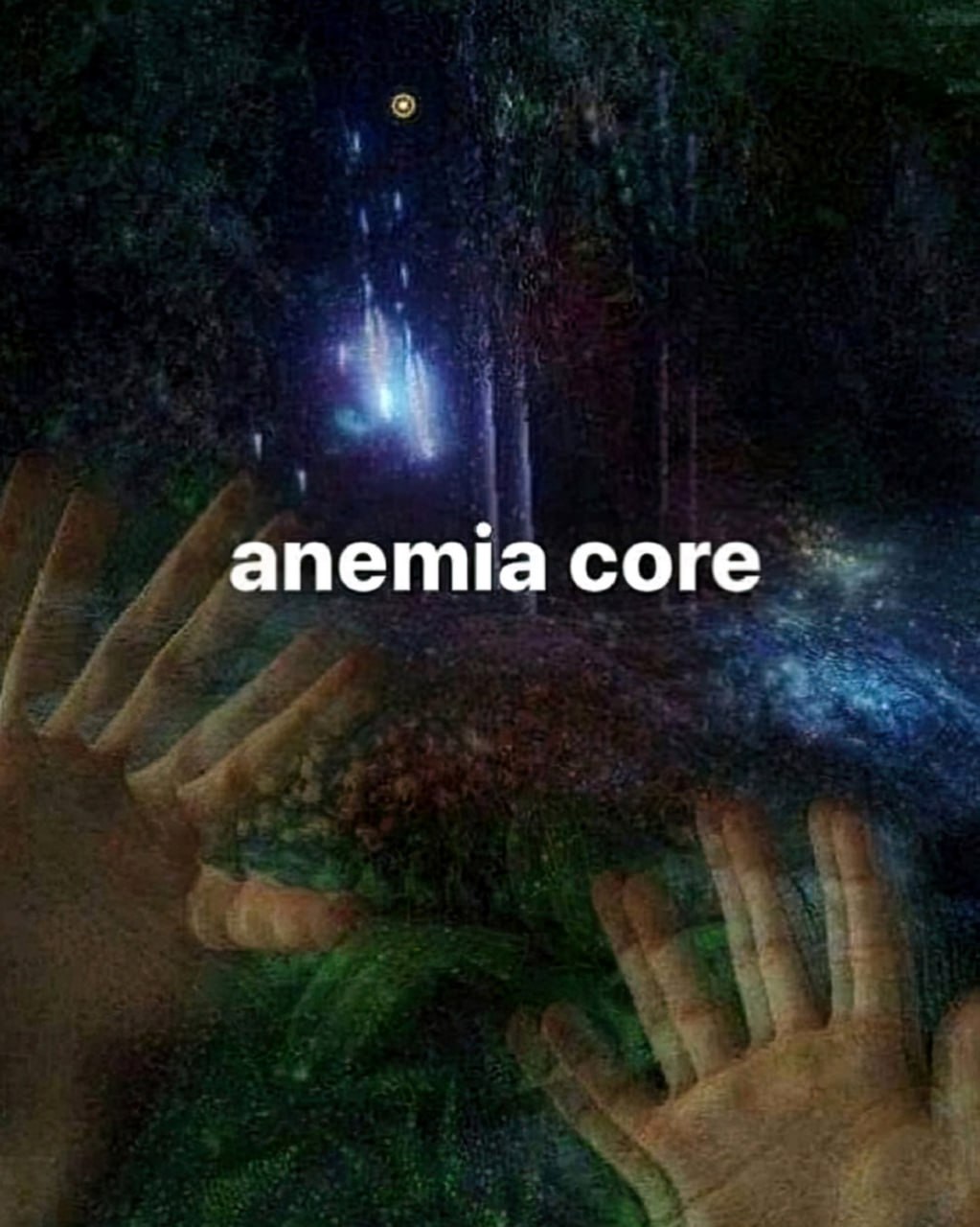 Anemia core Мем с надписью anemia core на фоне размытого леса