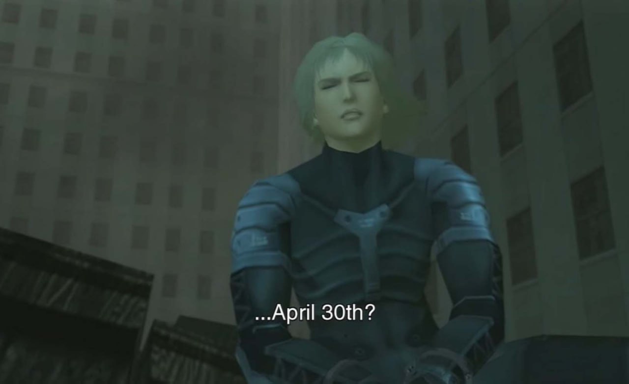 April 30th Мем с Райденом из Metal Gear Solid 2, который говорит "April 30th?"