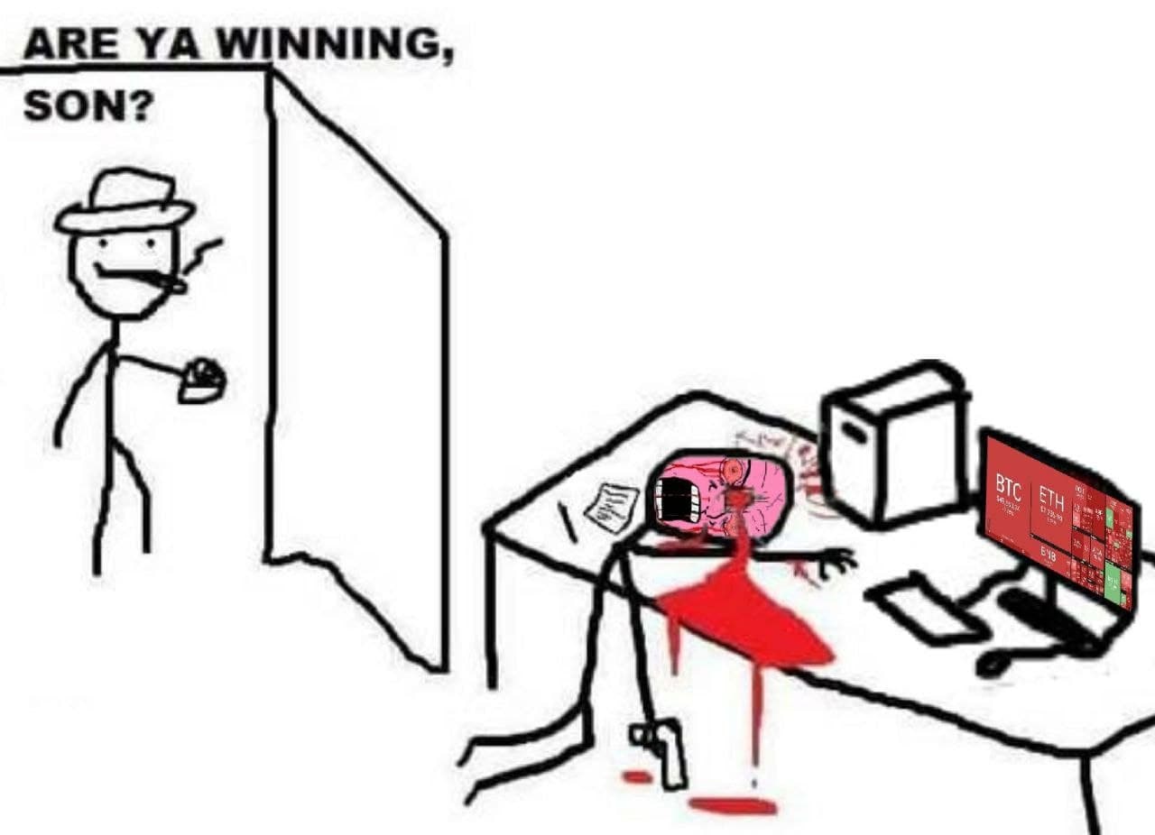 Are ya winning, son? Мем с отцом, спрашивающим "Ты выигрываешь, сынок?" у сына, который застрелился из-за проигранных на криптовалюте денег
