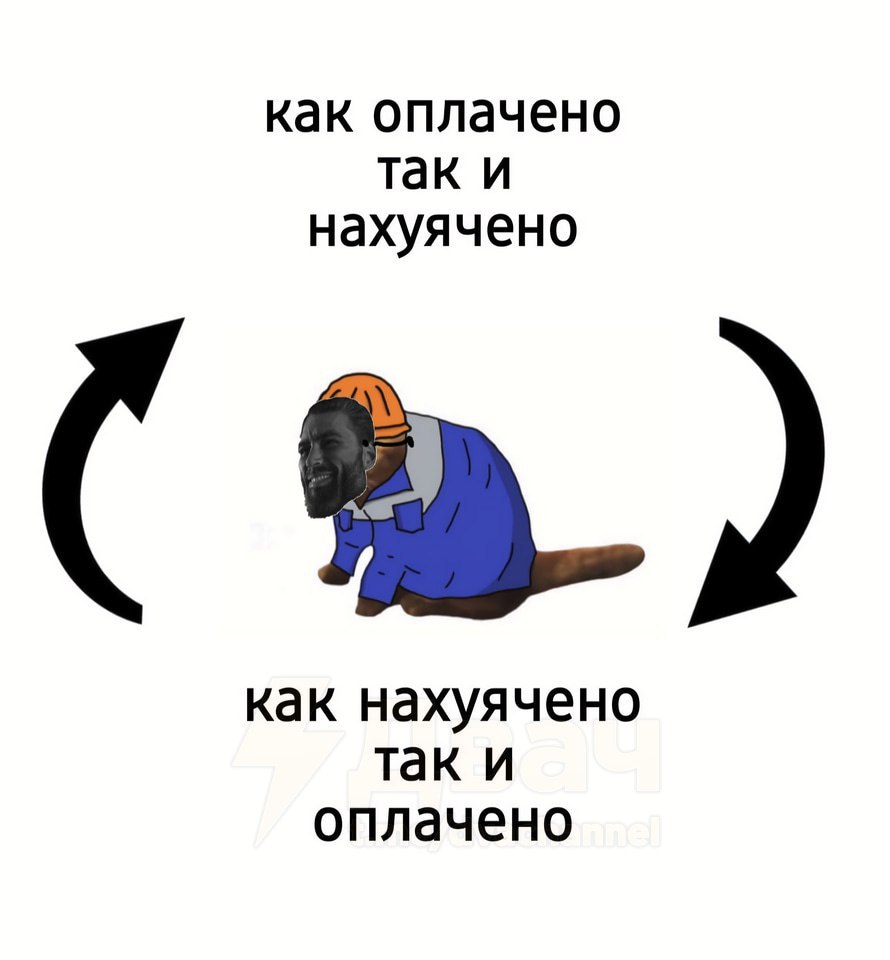 Как оплачено так и нахуячено Мем с бобром-рабочим и Гигачадом: как оплачено, так и нахуячено; как нахуячено, так и оплачено