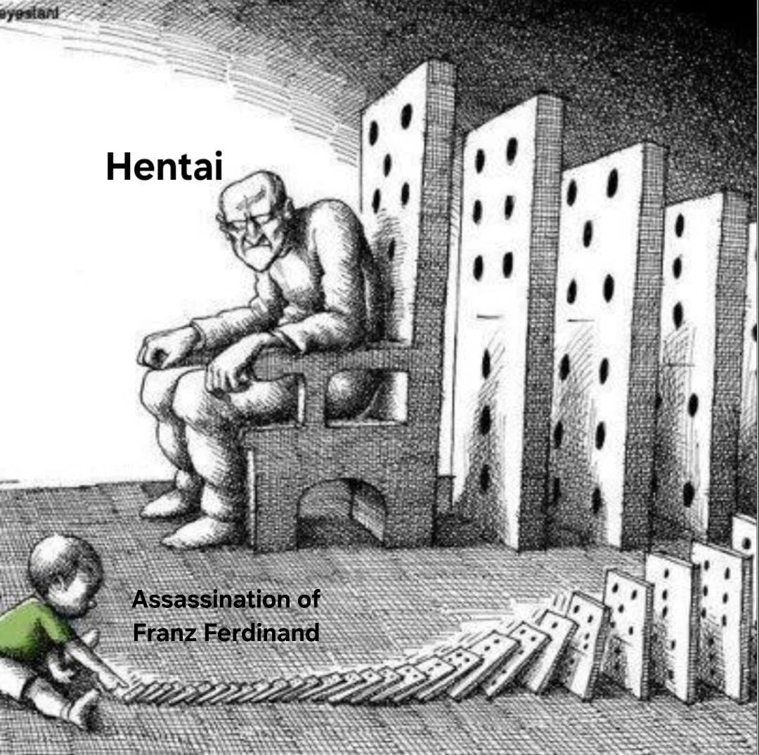 Мем про убийство Франца Фердинанда и хентай, эффект домино