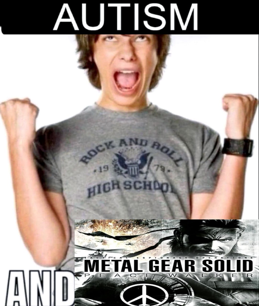 Autism and Metal Gear Solid Мем с кричащим подростком и текстом «AUTISM AND METAL GEAR SOLID»