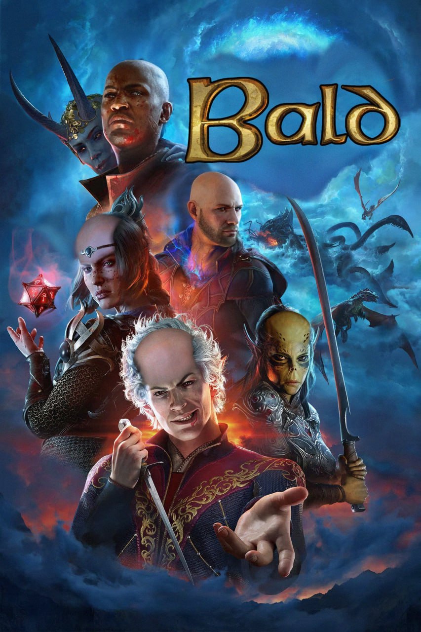 Baldurs Gate 3 Bald Мем с лысыми персонажами Baldurs Gate 3