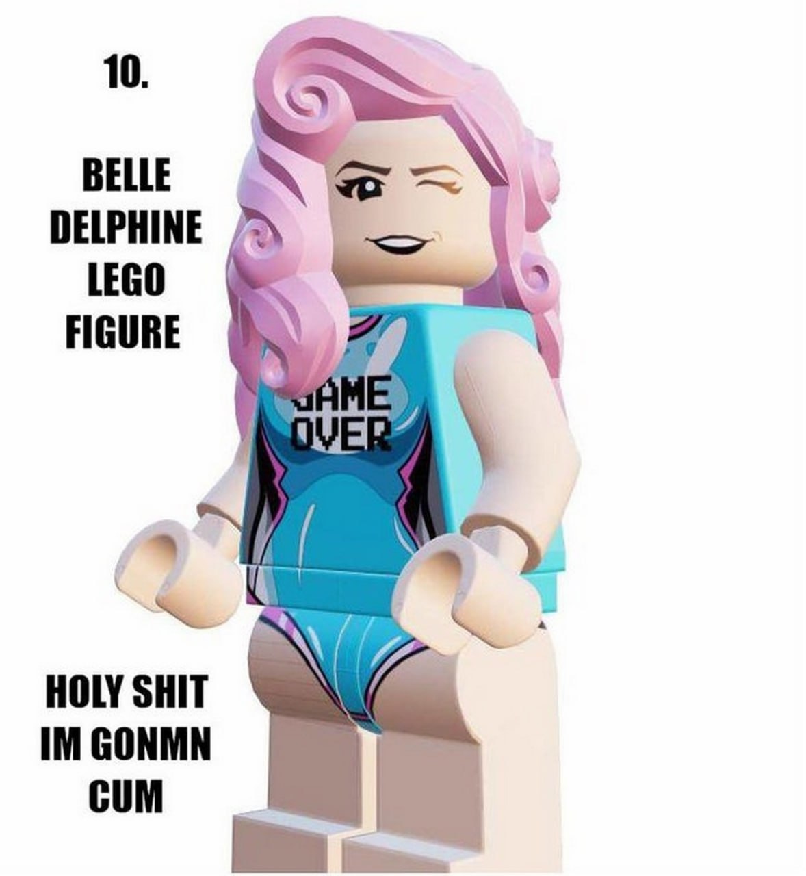 Belle Delphine Lego Figure Holy Shit Im Gonmn Cum Фигурка Лего Belle Delphine с надписью Holy Shit Im Gonmn Cum