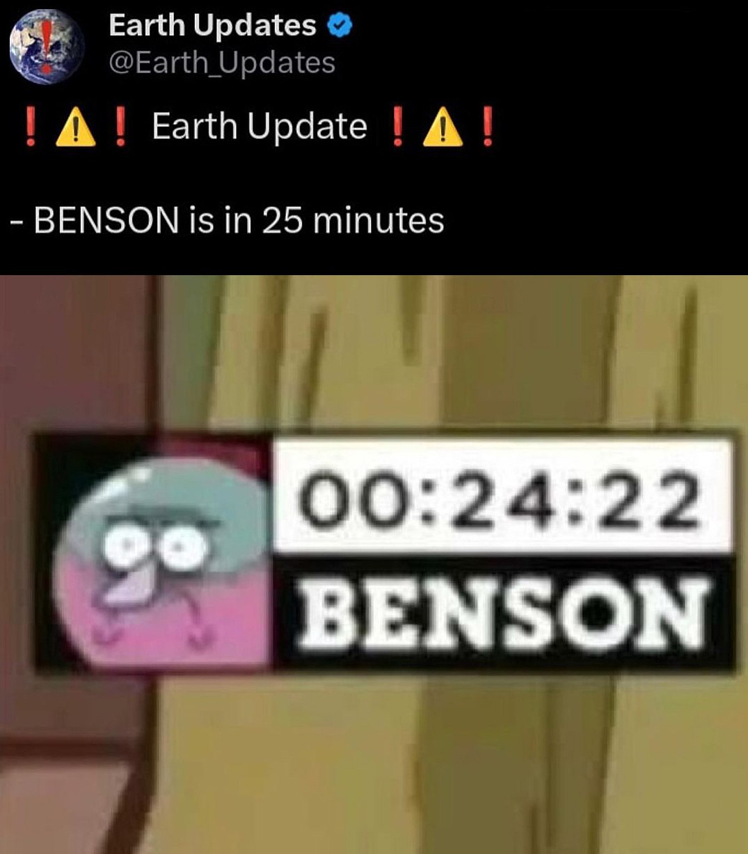 Benson is in 25 minutes Бенсон через 25 минут, таймер
