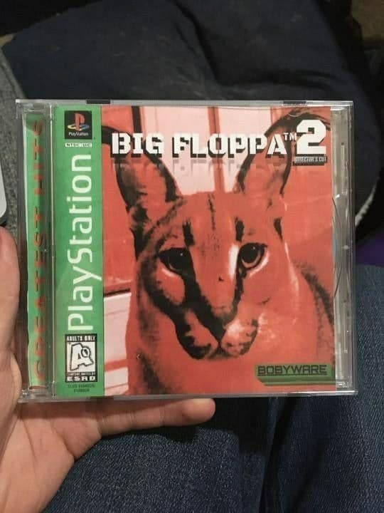 Big Floppa 2 на PlayStation Обложка диска игры "Big Floppa 2" для PlayStation с изображением каракала.