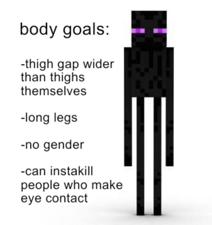 Мем «body goals» с Эндерманом, описывающий его идеальные физические характеристики