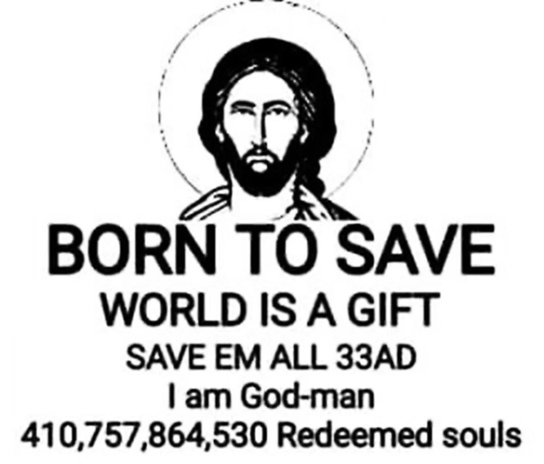 Мем с Иисусом Христом и текстом "Born to save"