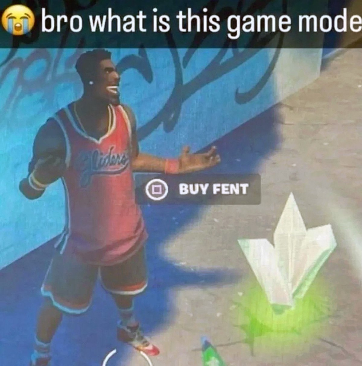 Bro what is this game mode Баскетболист в игре Fortnite смотрит на фентанил и надпись «Купить фент»