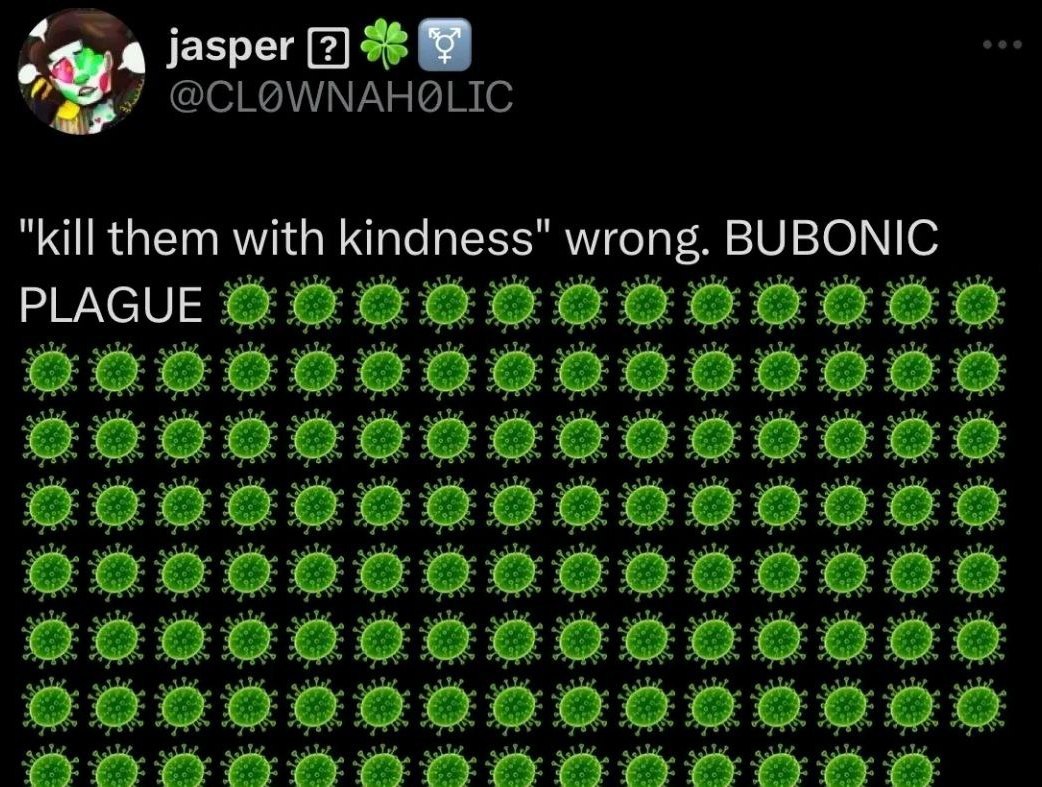 Бубонная чума Мем с фразой "kill them with kindness" wrong. BUBONIC PLAGUE и иконками вирусов