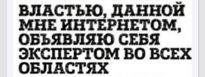 Властью, данной мне интернетом, объявляю себя экспертом Мем Властью, данной мне интернетом, объявляю себя экспертом во всех областях