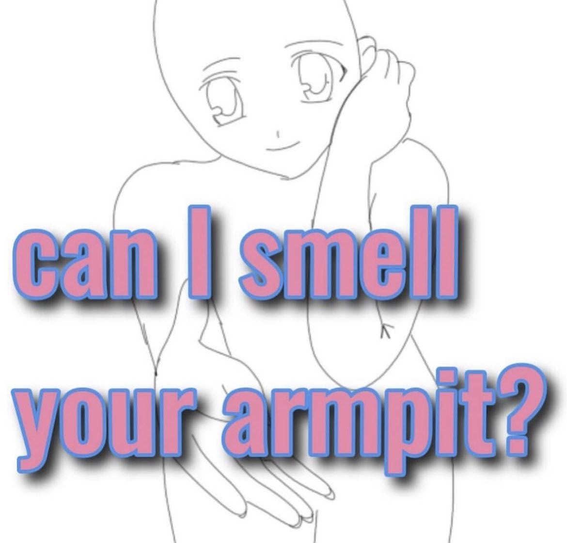 Can I smell your armpit? Аниме-мем с вопросом «Можно я понюхаю твою подмышку?» на фоне контура аниме-персонажа.