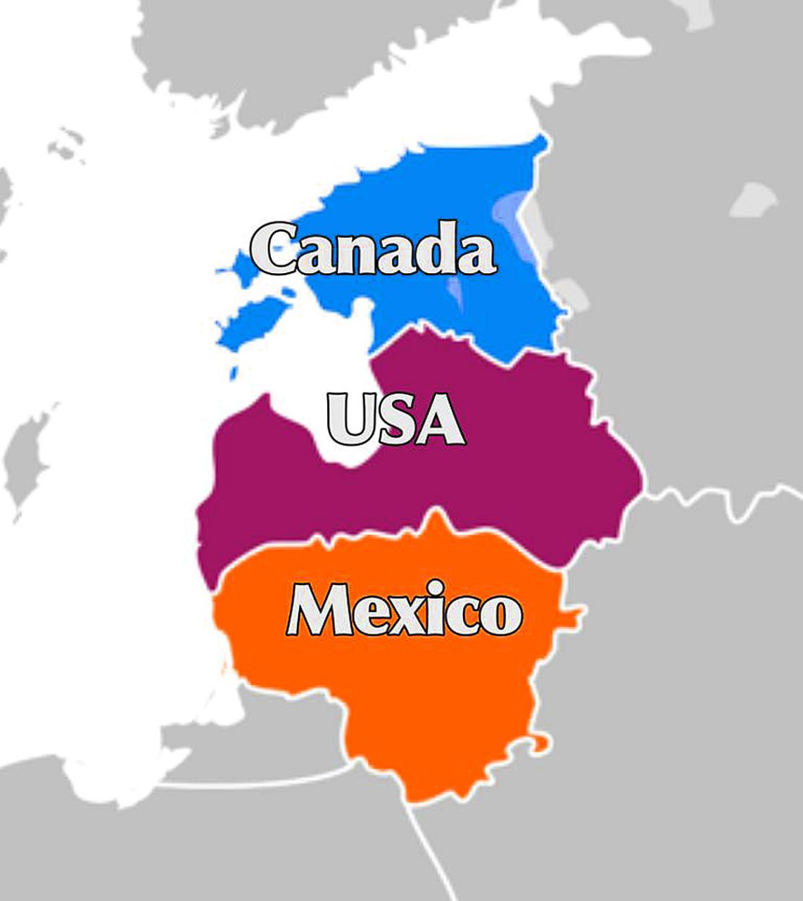 Canada USA Mexico на карте Балтии Мем с Канадой, США и Мексикой, наложенными на карту стран Балтии