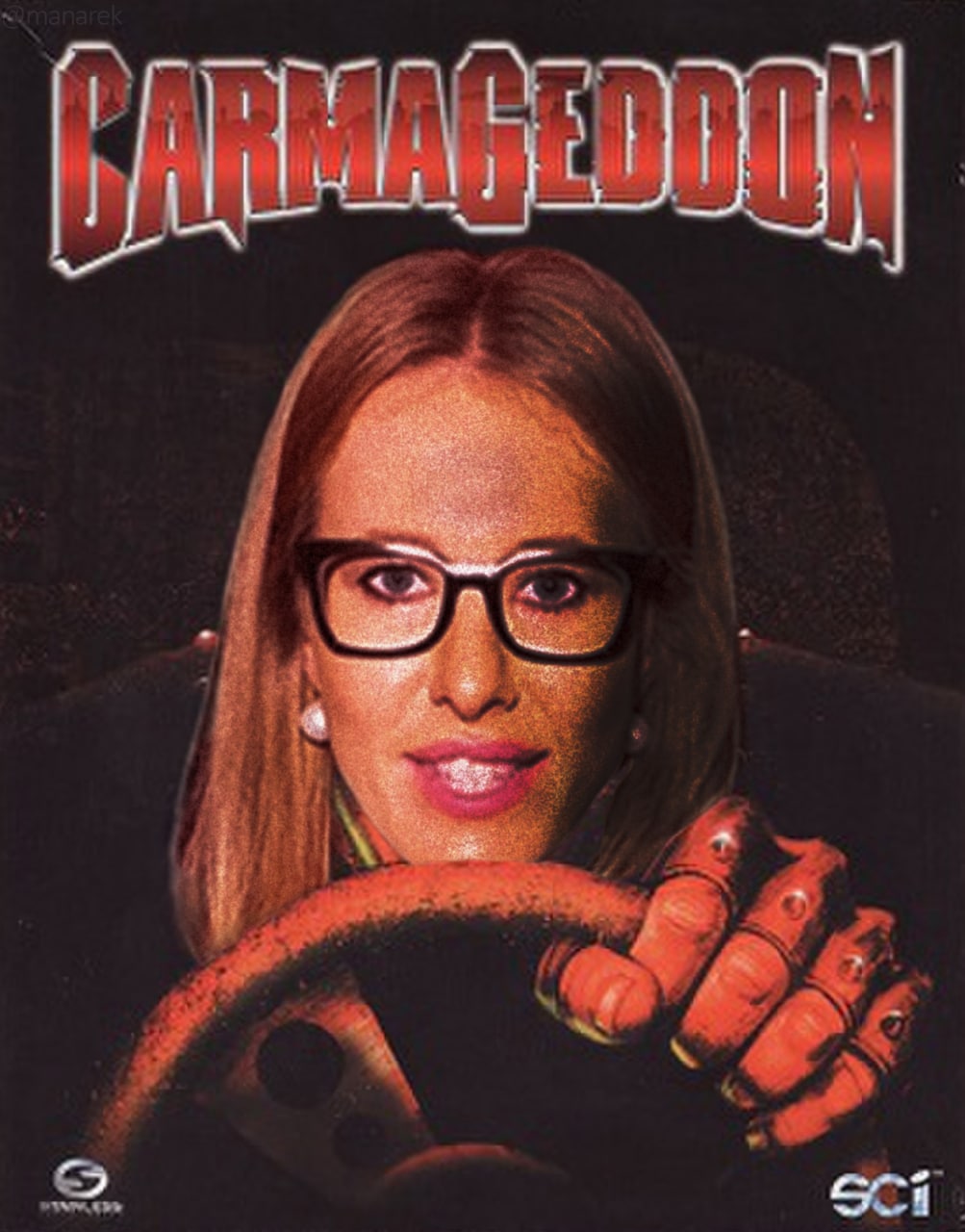 Кармагеддон Женщина в очках на постере Carmageddon