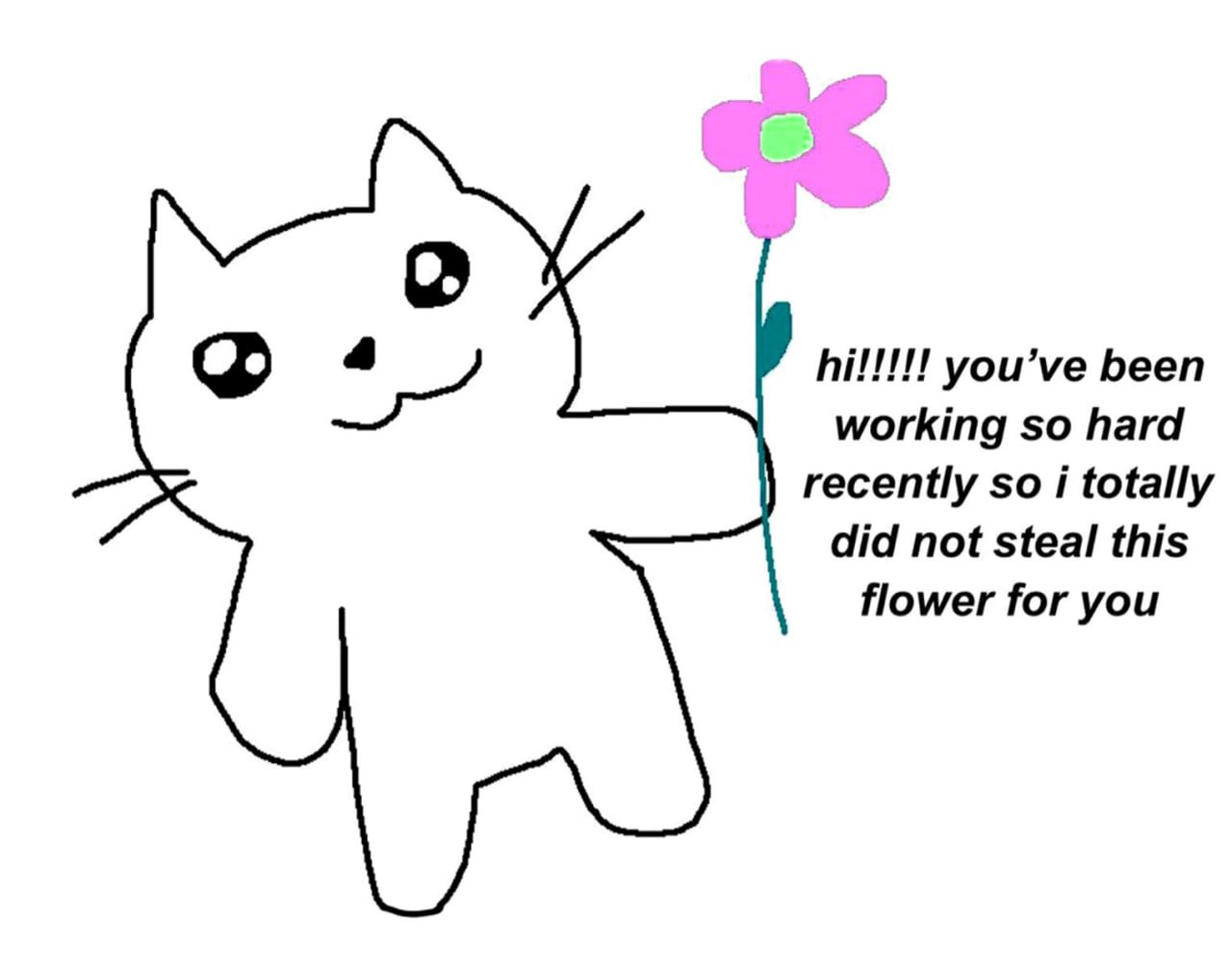 Кот с цветком I totally did not steal this flower for you Кот с цветком и надписью «Я вообще не крал этот цветок для тебя»