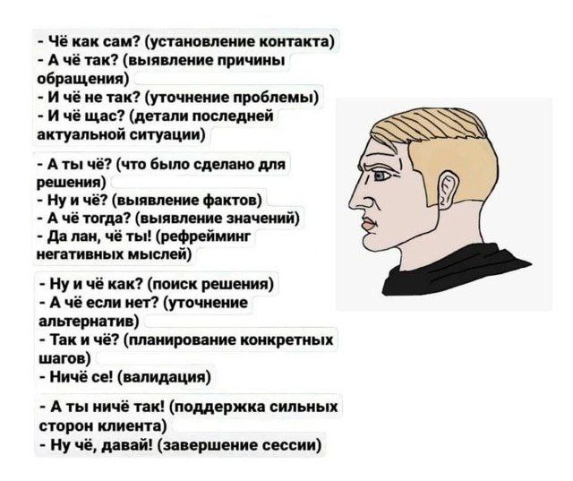 Чад и вопросы Чад и вопросы, описывающие этапы "сессии" общения.