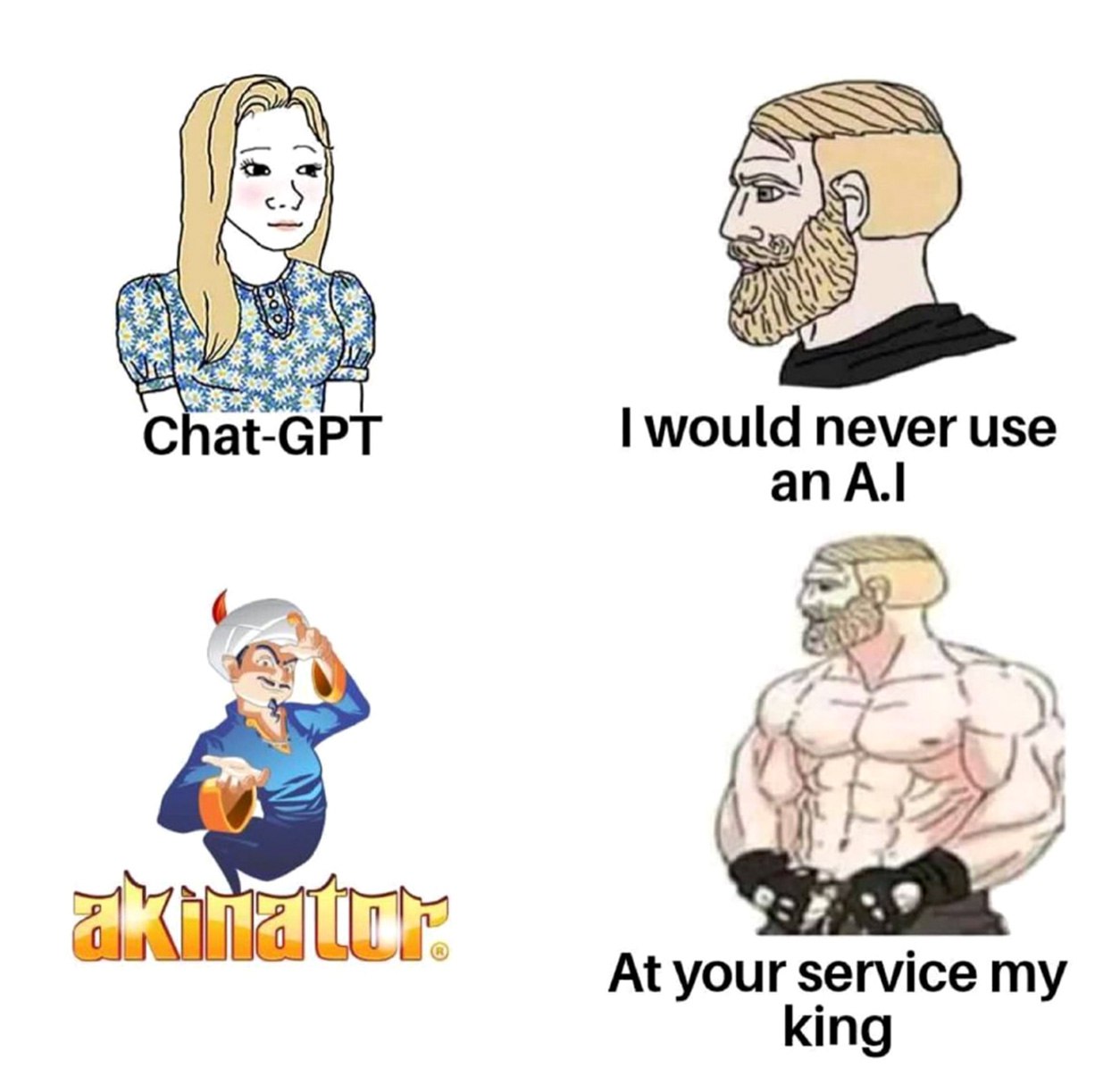 Chad: I would never use an A.I Мужчина-чад говорит, что никогда не будет использовать ИИ, но с радостью играет в Акинатора