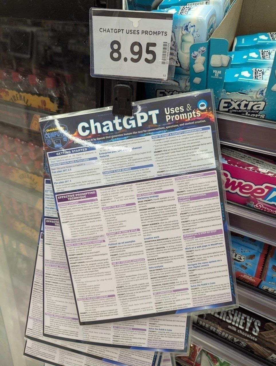 В магазине рядом со жвачкой Extra продают памятку по ChatGPT и промптам за 8.95