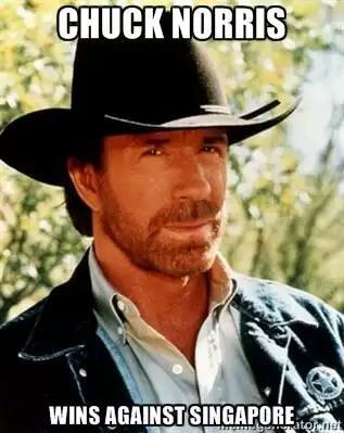 Chuck Norris wins against Singapore Чак Норрис выигрывает у Сингапура