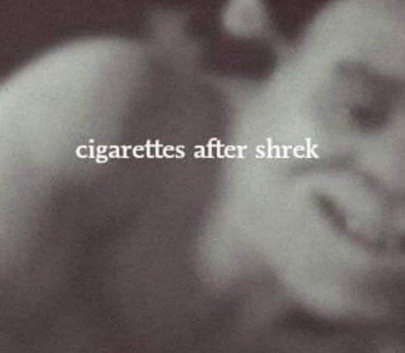 Cigarettes after shrek Размытое изображение с надписью «Cigarettes after shrek»