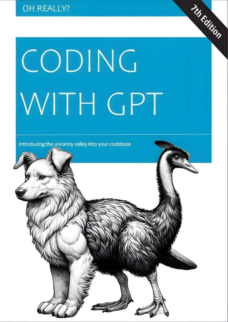 Кодинг с GPT Обложка книги "Кодинг с GPT" с гибридными животными