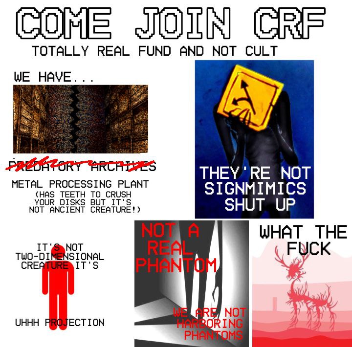 Присоединяйтесь к CRF Приглашение присоединиться к CRF, настоящему фонду, а не культу, с жуткими существами и местами