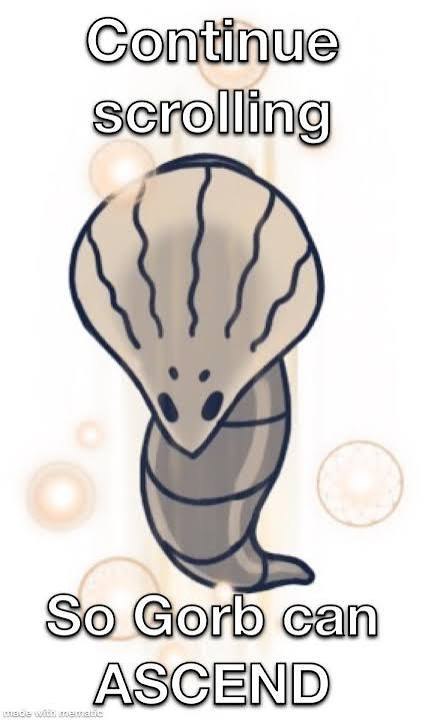 Gorb из Hollow Knight просит продолжать прокручивать страницу, чтобы он смог вознестись.