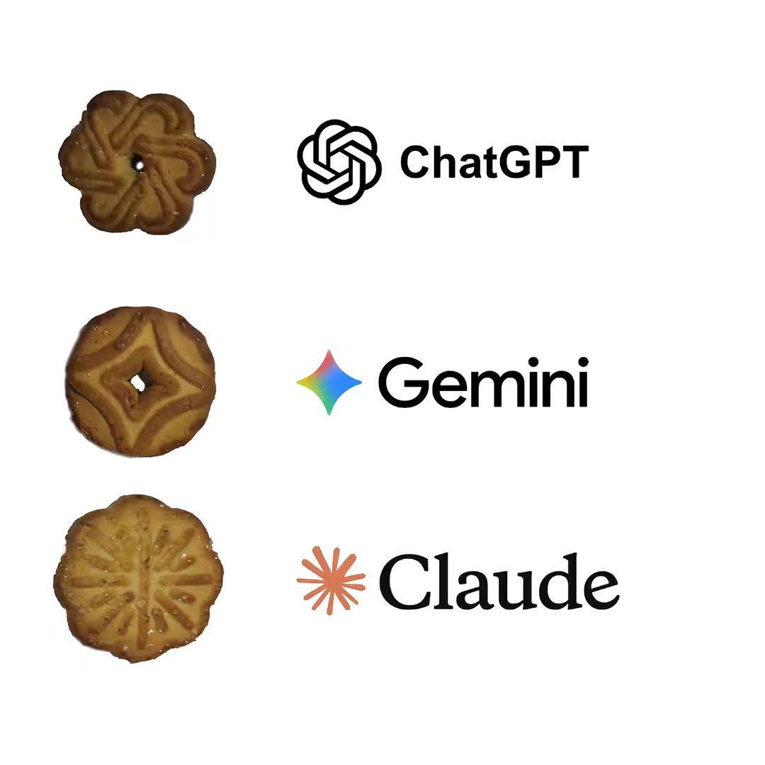Печенье необычной формы сравнивают с логотипами ChatGPT, Gemini и Claude
