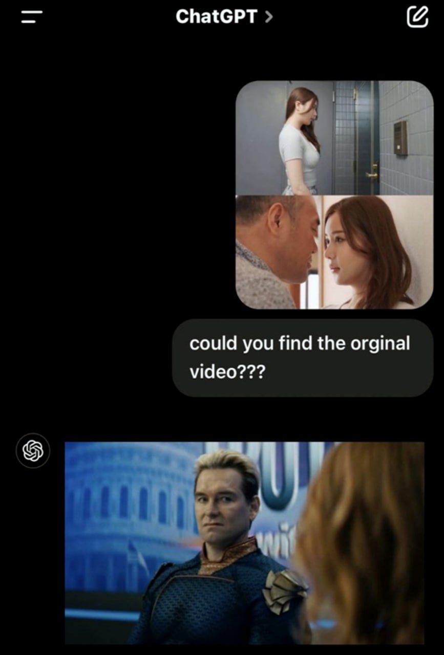 Could you find the original video Мем, где ChatGPT реагирует изображением Хоумлендера на запрос пользователя найти "оригинальное видео"