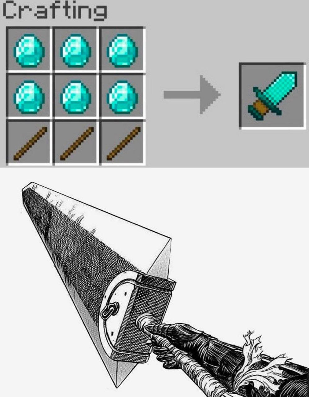 Крафтинг меча из Берсерка в Minecraft Крафтинг меча убийцы драконов в Minecraft