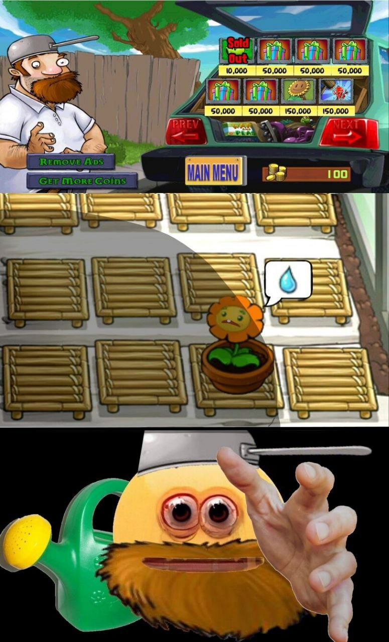 Дэйв с больными глазами Мем с Дэйвом из Plants vs. Zombies, у которого воспаленные глаза и борода