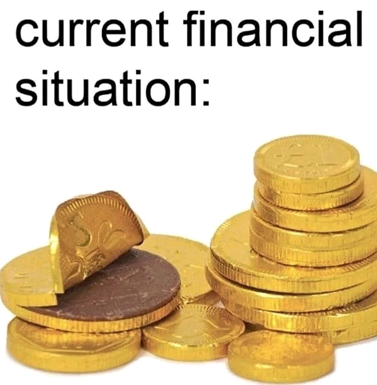 Current financial situation Шоколадные монетки с надписью Current financial situation