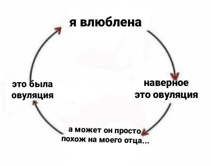 Я влюблена, наверное это овуляция Мем про цикл женских мыслей о влюбленности, овуляции и схожести с отцом