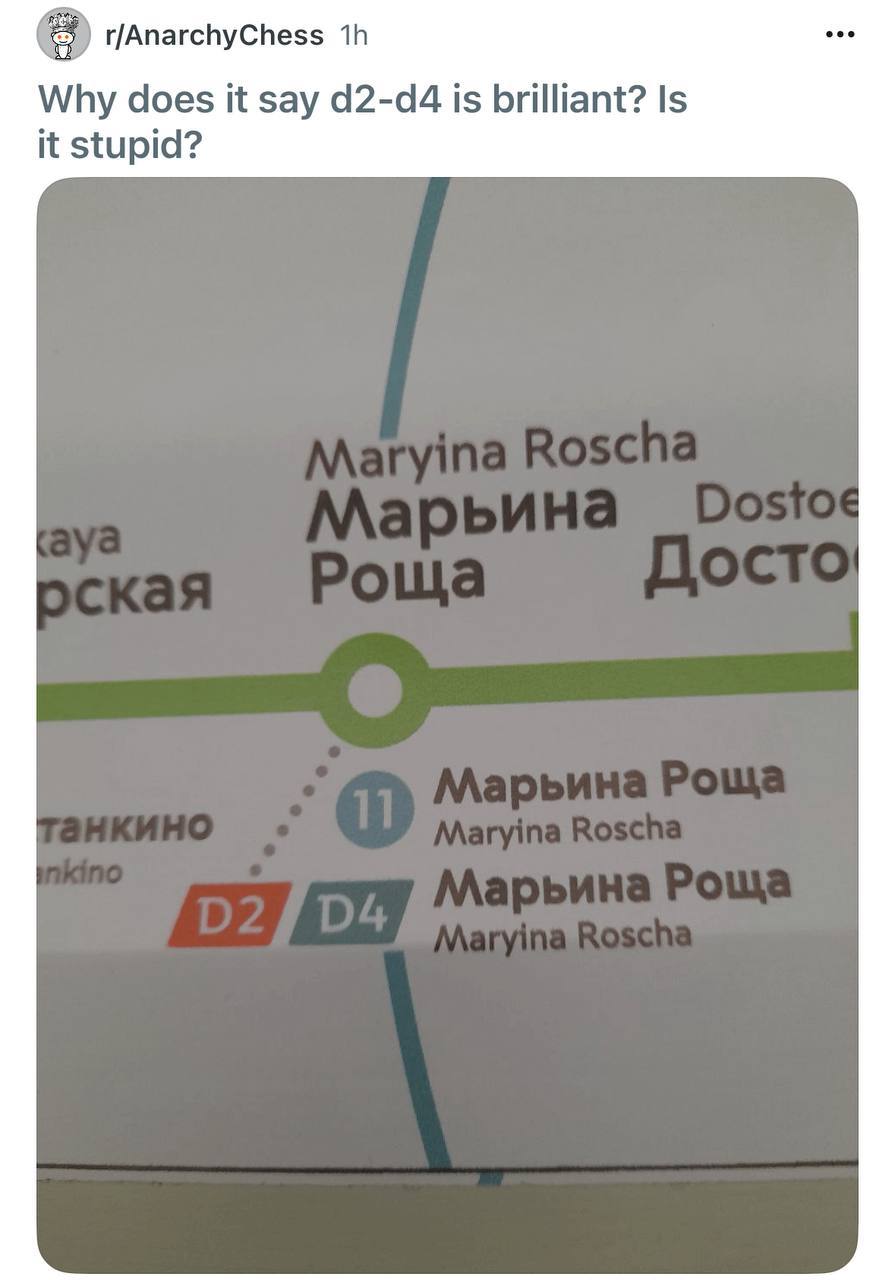 D2-D4 на карте метро Метрополитен и шахматный ход d2-d4