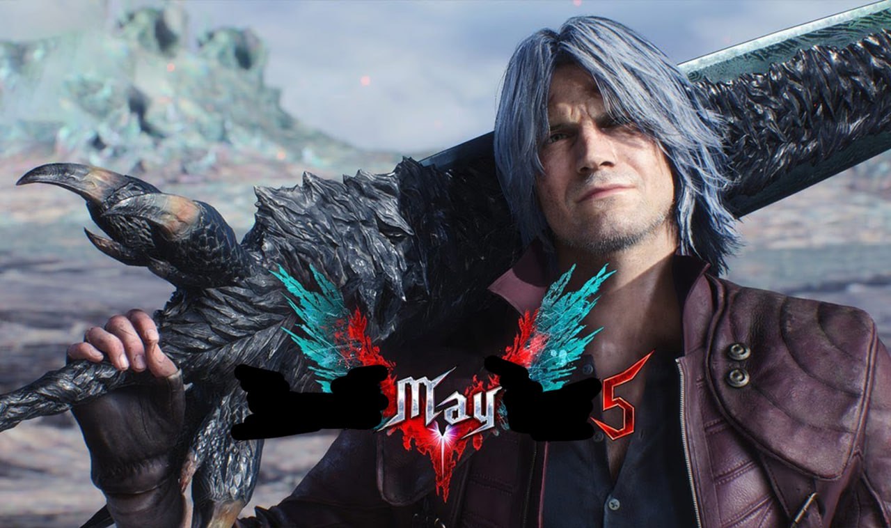 Данте Devil May Cry 5 Данте из Devil May Cry 5 с оружием и логотипом игры