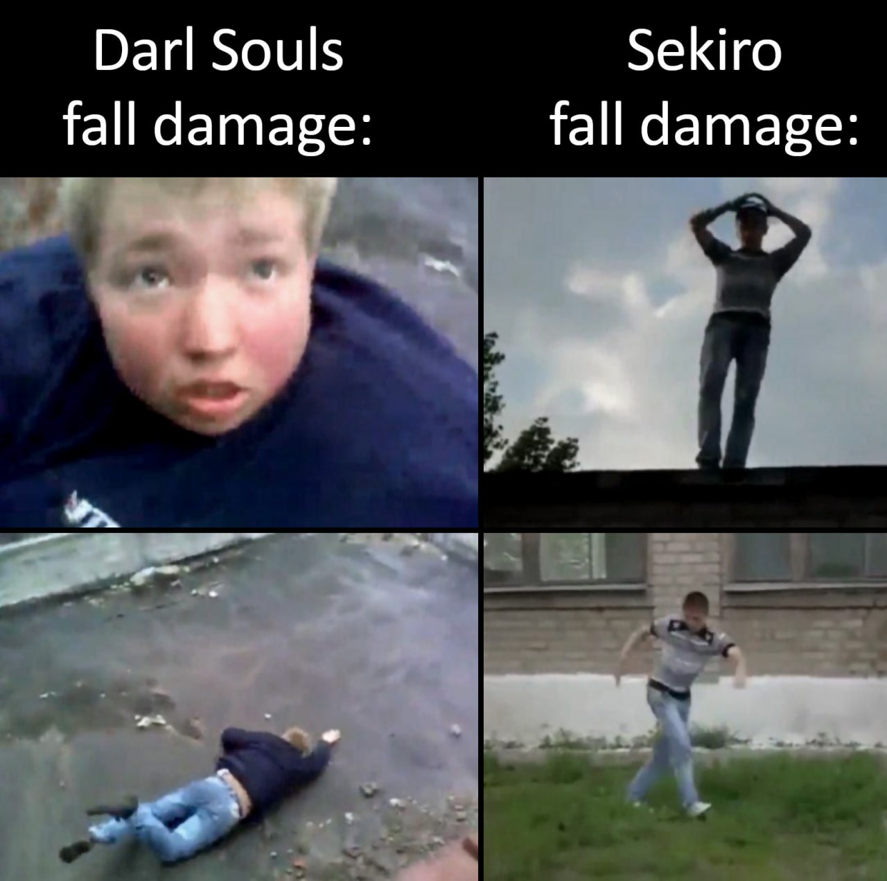 Урон от падения в Dark Souls и Sekiro Мем про урон от падения в Dark Souls и Sekiro