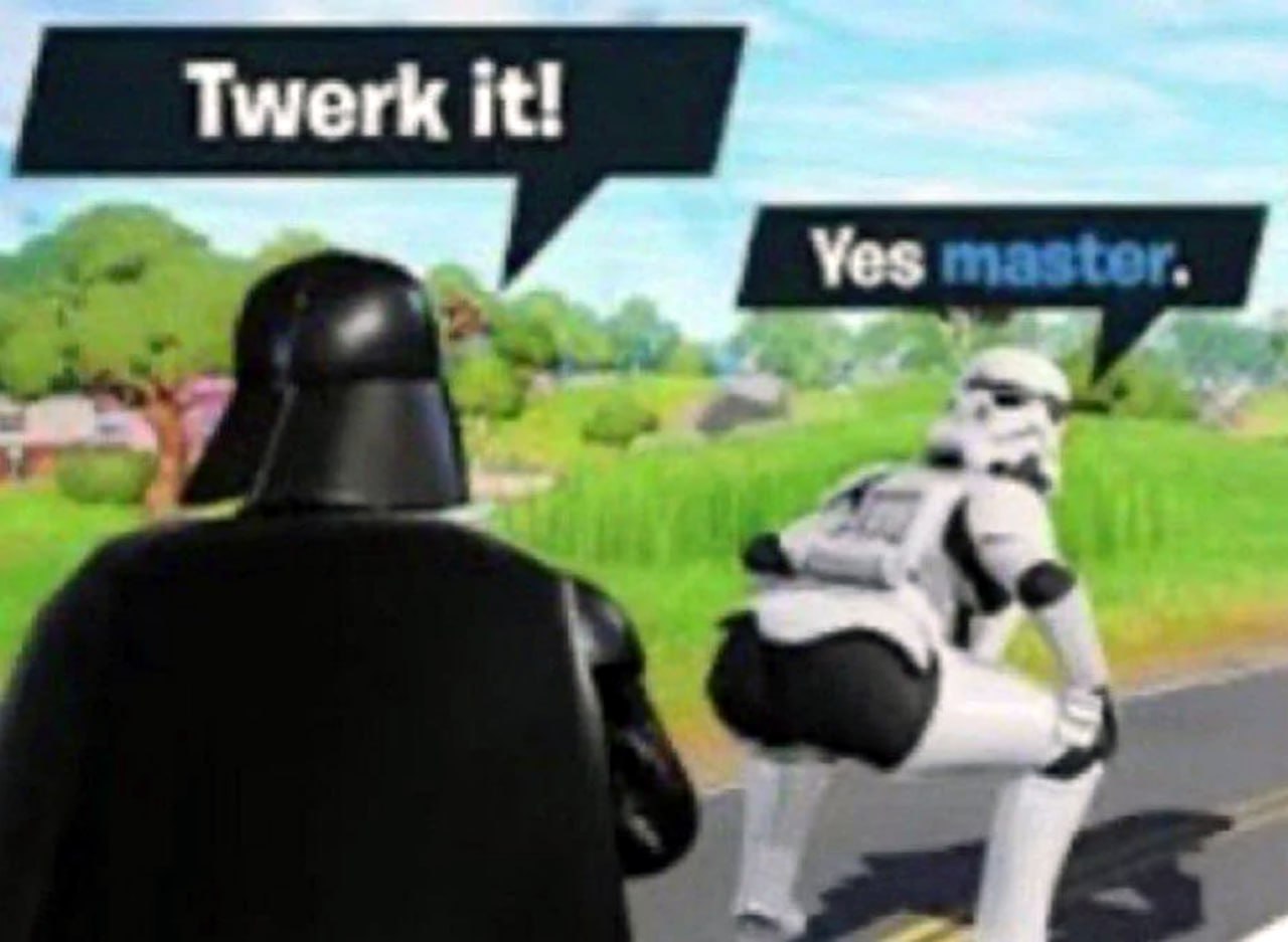 Дарт Вейдер Twerk it Мем с Дартом Вейдером, который приказывает штурмовику танцевать тверк, на что тот отвечает «Да, хозяин»
