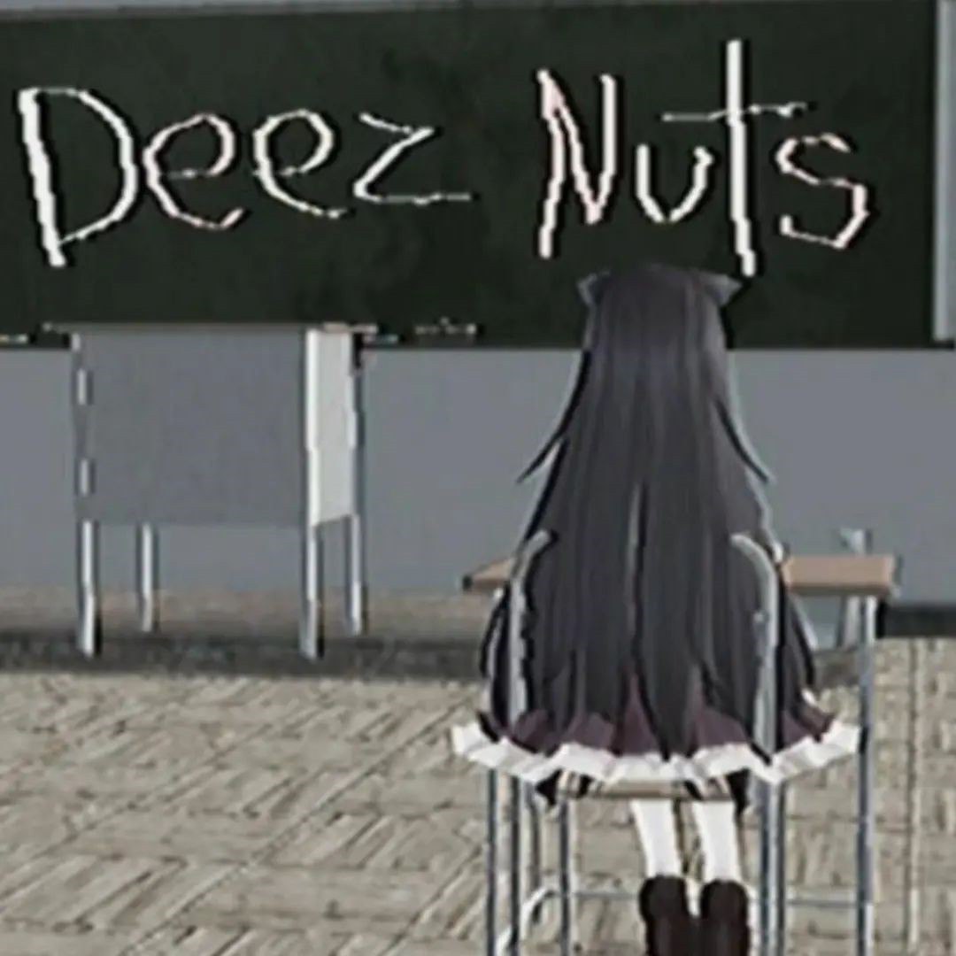 Deez Nuts на доске Мем с фразой «Deez Nuts» на доске в школьном классе, которую рассматривает аниме-девочка